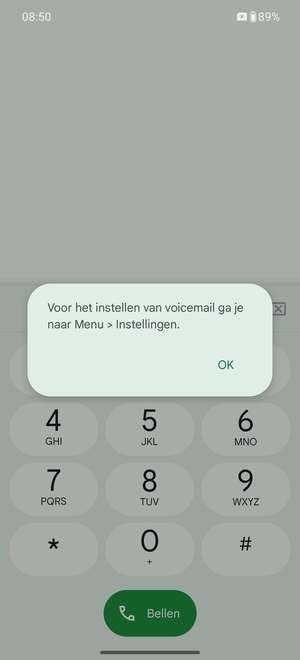 Als uw voicemail niet geïnstalleerd is, selecteert u OK