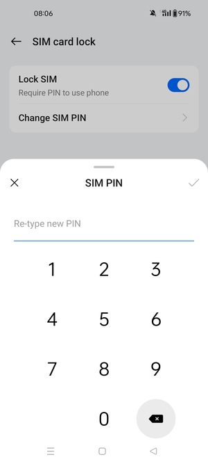 Confirm your new SIM PIN and select OK