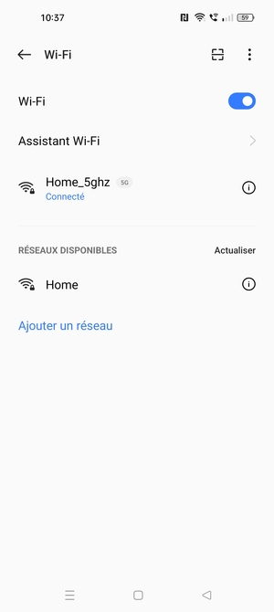 Vous êtes maintenant connecté au réseau Wi-Fi