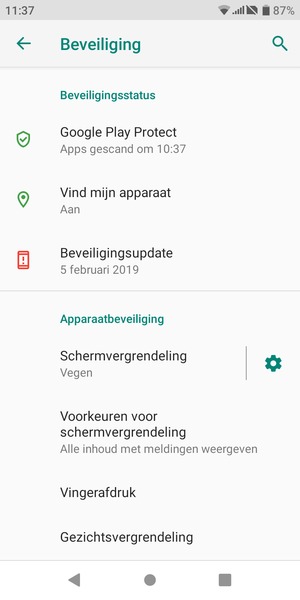 Selecteer Schermvergrendeling