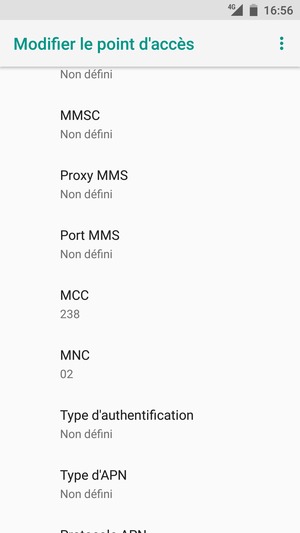 Faites défiler vers le bas et saisissez les informations MMS