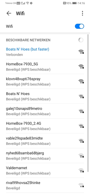 U bent nu verbonden met het WiFi-netwerk