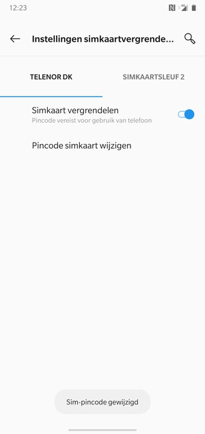 Uw Nieuwe sim-pincode is gewijzigd