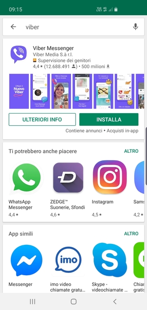 Seleziona l'applicazione