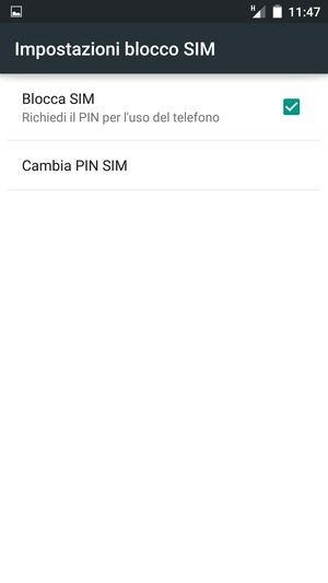 Seleziona Cambia PIN SIM