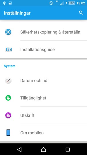 Scrolla till och välj Om mobilen