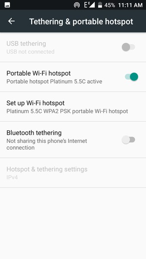 Your phone is now set up for use as a modem