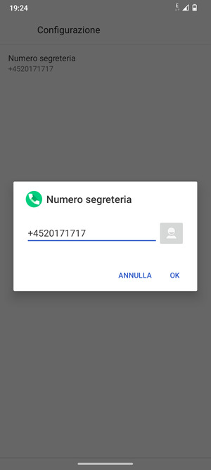 Inserisci Numero segreteria e seleziona OK