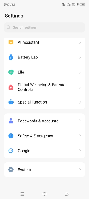 Scroll to and select System