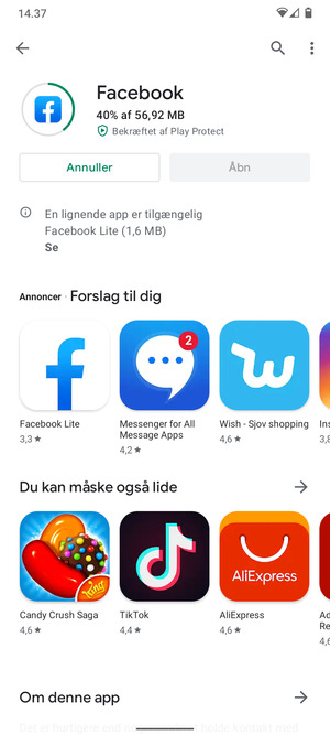 Afvent at installeringen er afsluttet