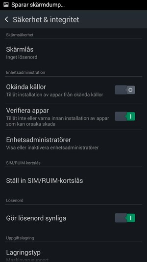 Välj Skärmlås