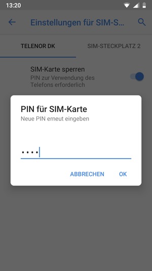 Bestätigen Sie Ihre neue PIN der SIM-Karte und wählen Sie OK