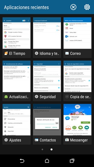 Seleccione el icono X para cerrar todas las aplicaciones en ejecución