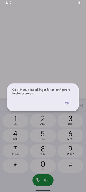Hvis din telefonsvarer ikke er sat op, vælg OK