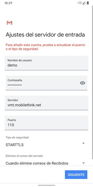 Seleccione Tipo de seguridad