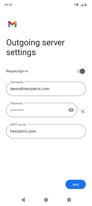 Enter Outgoing server address and select Next