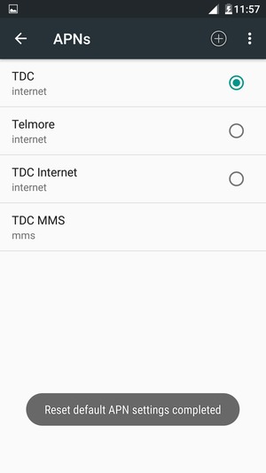 Your phone will reset to default Internet and MMS settings