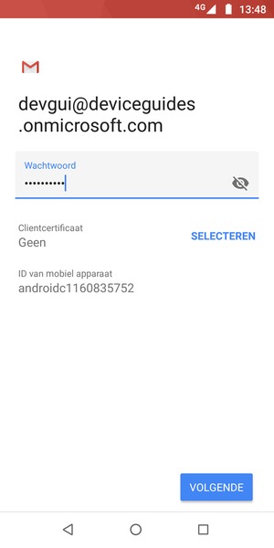 Voer uw wachtwoord in en selecteer VOLGENDE