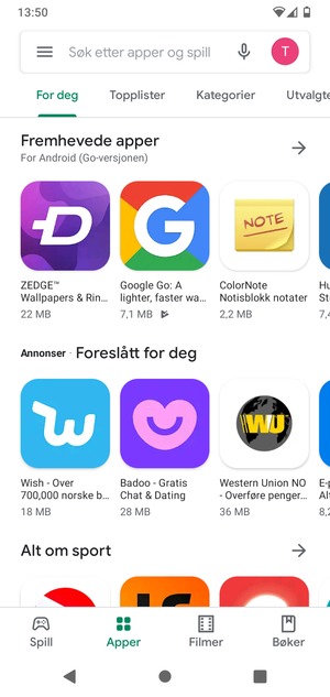 Velg søkefelt