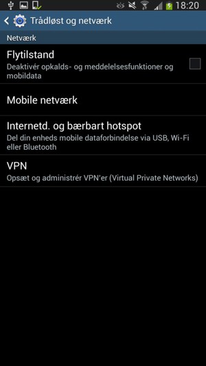 Vælg Mobile netværk