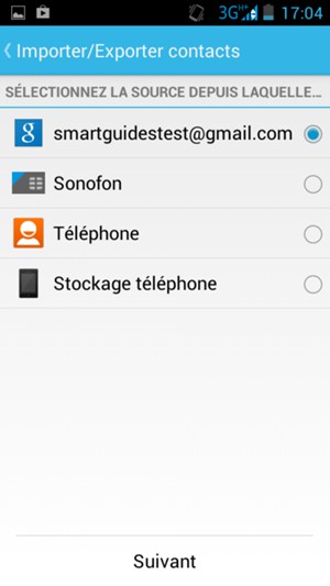 Sélectionnez votre compte Google puis Suivant