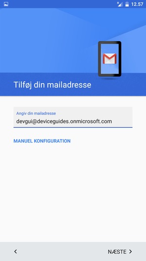 Indtast din e-mailadresse og vælg MANUEL KONFIGURATION