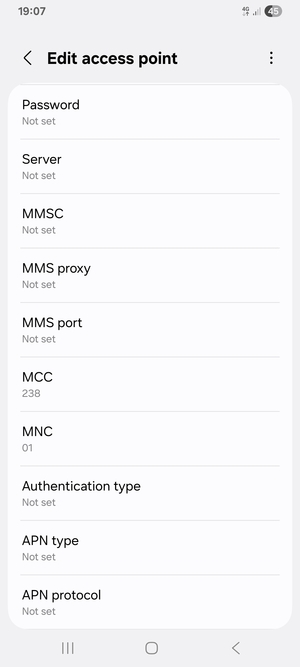 Scroll down and enter MMS information