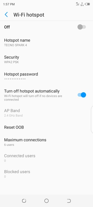 Select Hotspot password