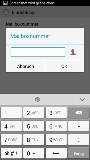 Geben Sie die Mailboxnummer ein und wählen Sie OK