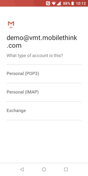 Select Personal (POP3) or Personal (IMAP)