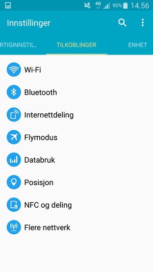 Velg TILKOBLINGER og  Flere nettverk