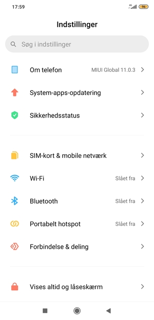 Vælg Om telefon
