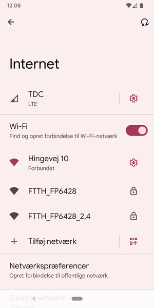 Du er nu tilsluttet Wi-Fi netværket