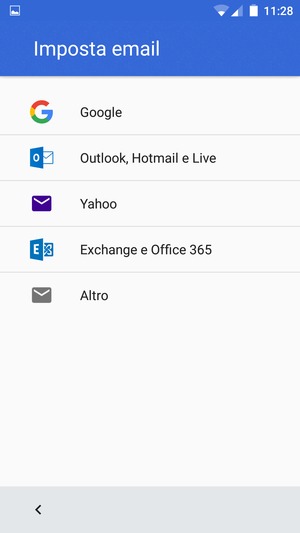 Seleziona Exchange e Office 365