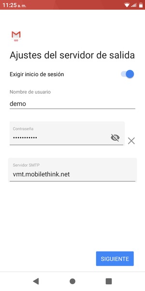 Introduzca la dirección de servidor saliente