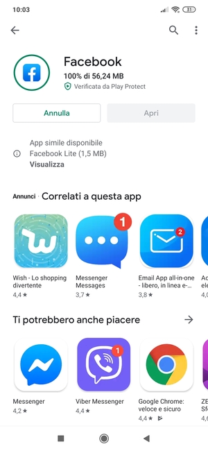 Attendi il completamento del processo di installazione