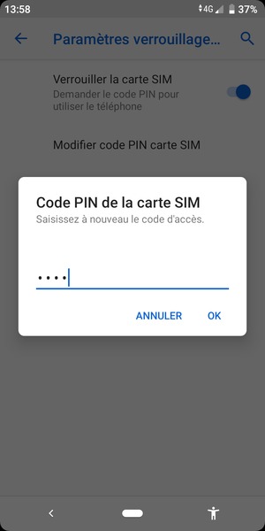 Veuillez confirmer votre nouveau code PIN de la carte SIM et sélectionner OK