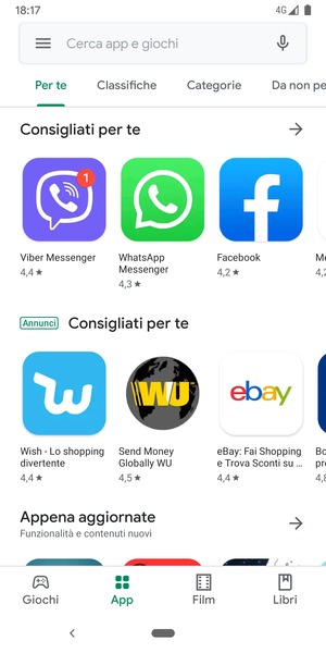Seleziona la barra di ricerca