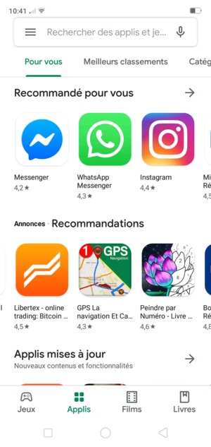 Sélectionnez la barre de Recherche