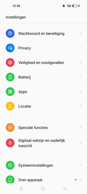 Scroll naar en selecteer Wachtwoord en beveiliging
