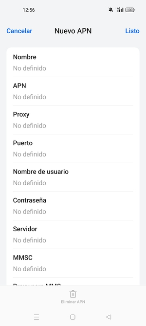 Introduzca la información de Internet