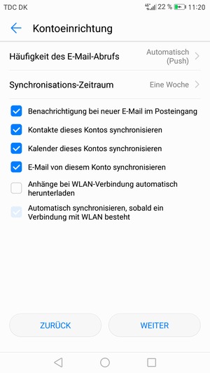 Wählen Sie WEITER