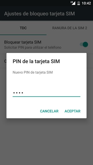 Introduzca su Nuevo PIN de tarjeta SIM y seleccione ACEPTAR