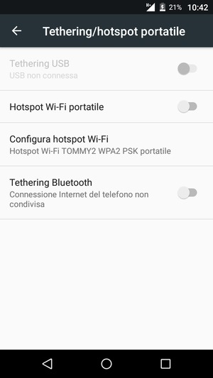 Seleziona Configura hotspot Wi-Fi
