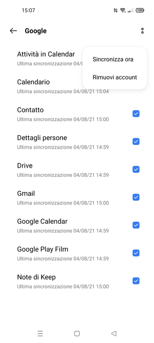 Seleziona Sincronizza ora