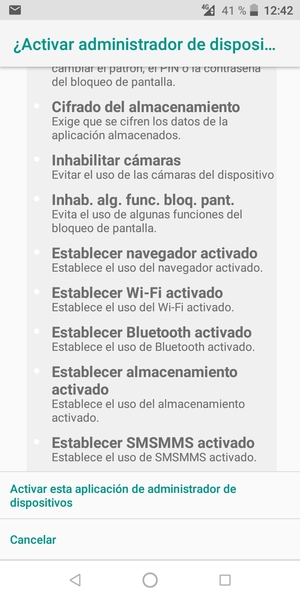 Desplácese y seleccione Activar esta aplicación de administrador de dispositivos