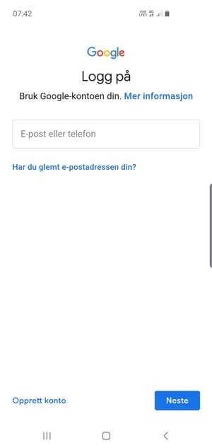 Skriv inn din Gmail-adresse og velg Neste