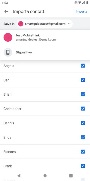 Seleziona il tuo account Google