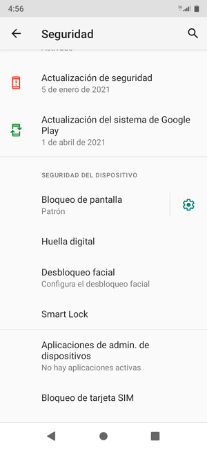 Seleccione Bloqueo de tarjeta SIM
