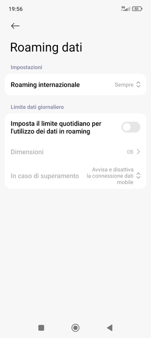 Seleziona Roaming internazionale